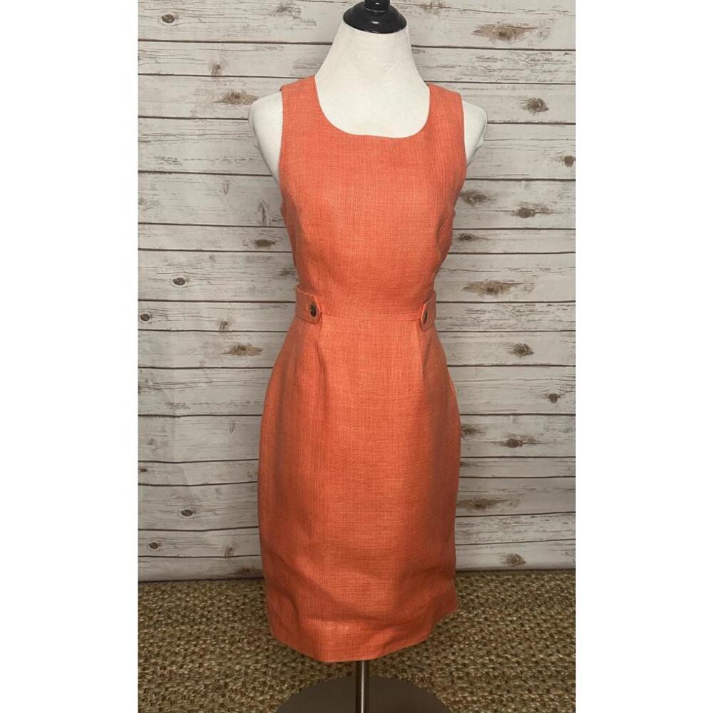 J.Crew coral classic office chic Attache linen-blend sheath dress Size 6